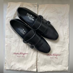 Salvatore Ferragamo Double Monk Strap in Black Mens US7